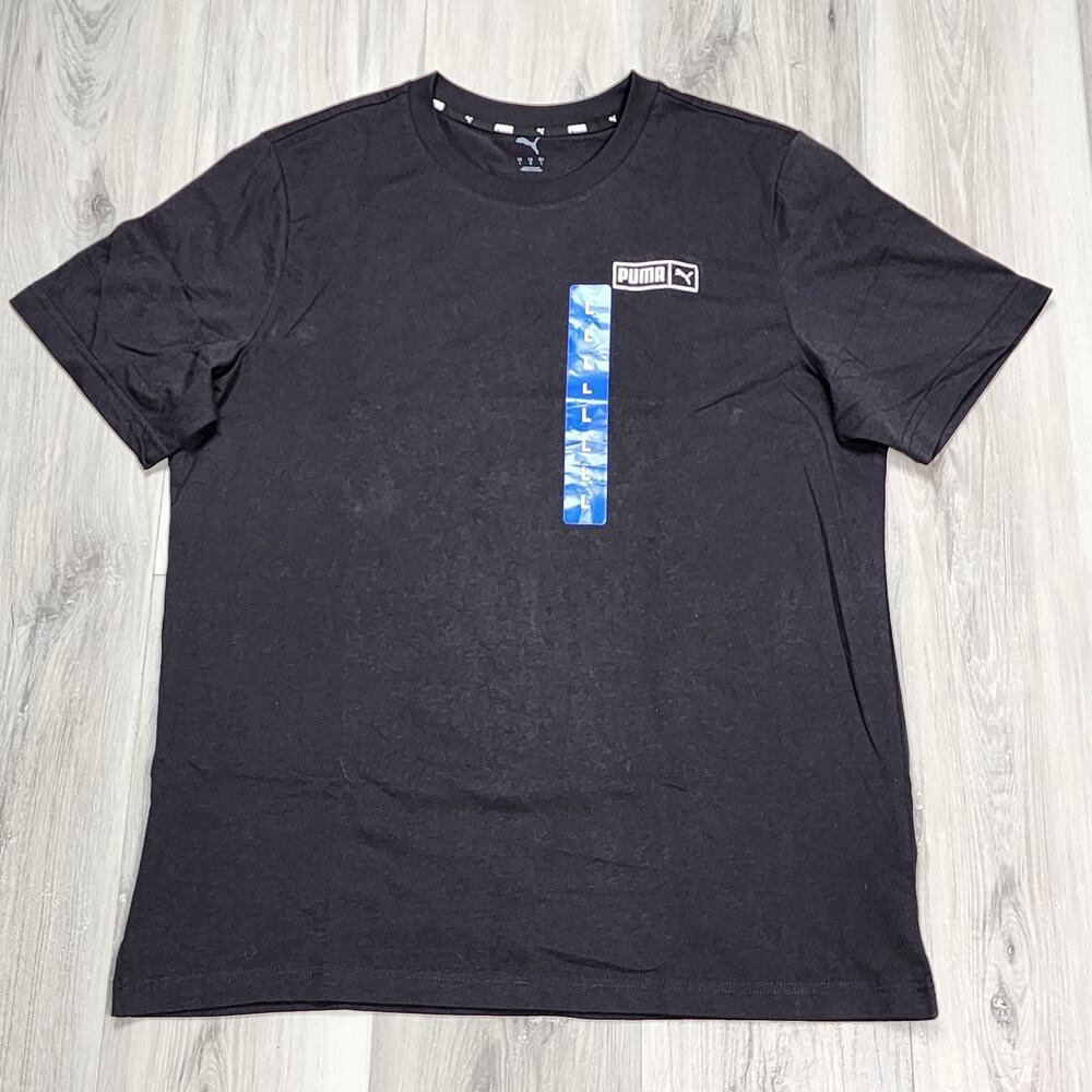 Puma T-Shirt Men's Large Black Logo Tee Short Sleeve New